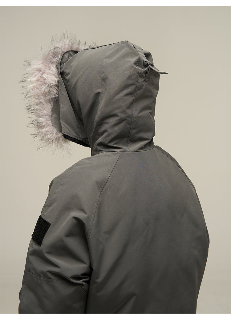 WLNEXT Faux-Fur Trim Parka Coat