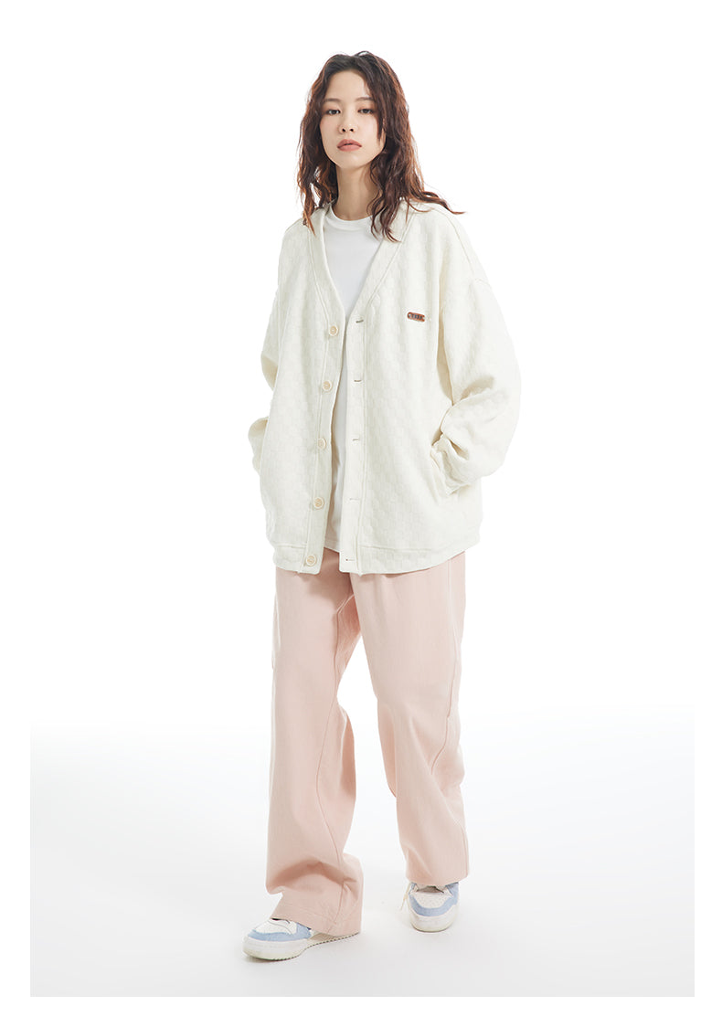 Textured Check Knit Cardigan by INRM