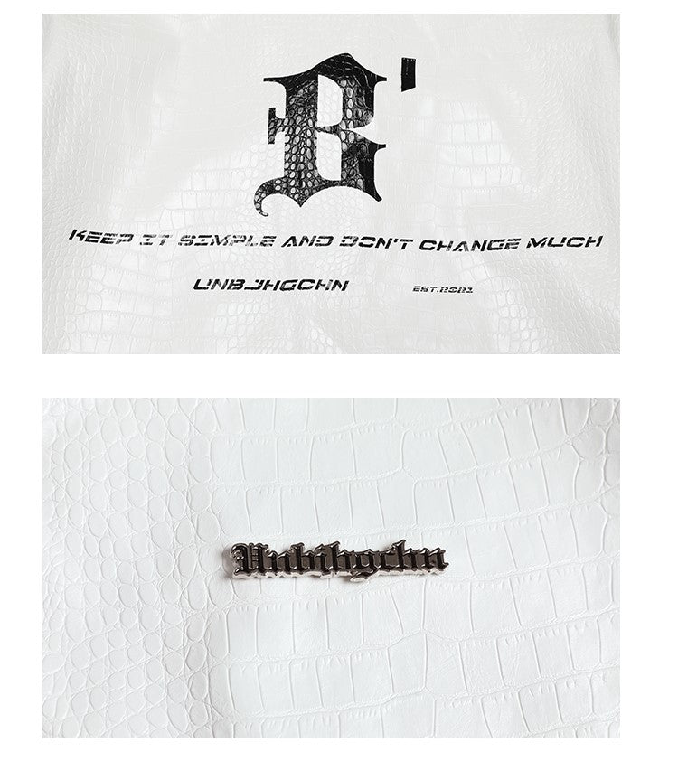 BJHG Faux-Leather Biker Jacket with Croc Texture