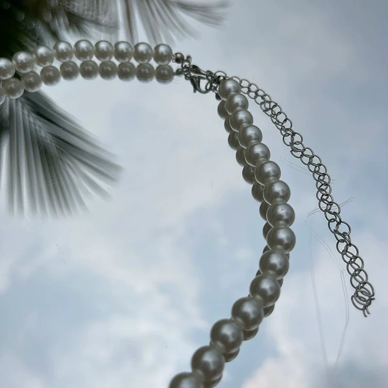 WLNEXT Circular Pearl Chain Necklace