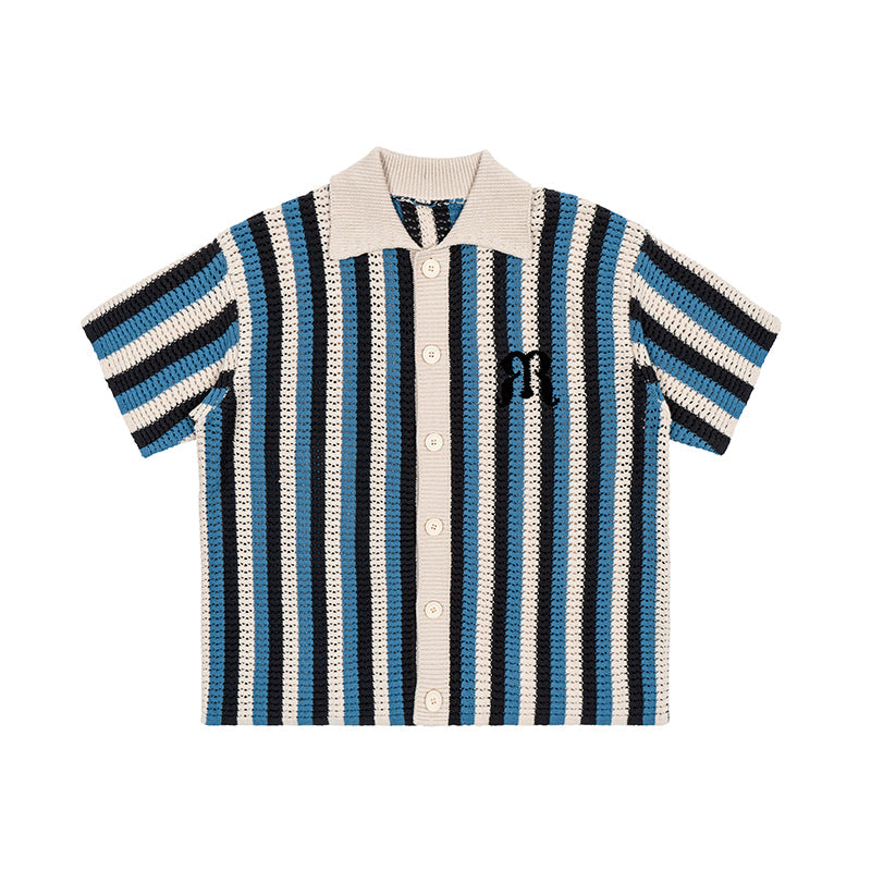 Striped Crochet Collar Shirt - EMPTY REFERENCE