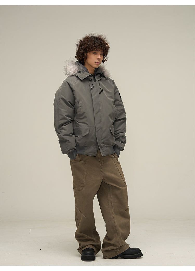 WLNEXT Faux-Fur Trim Parka Coat