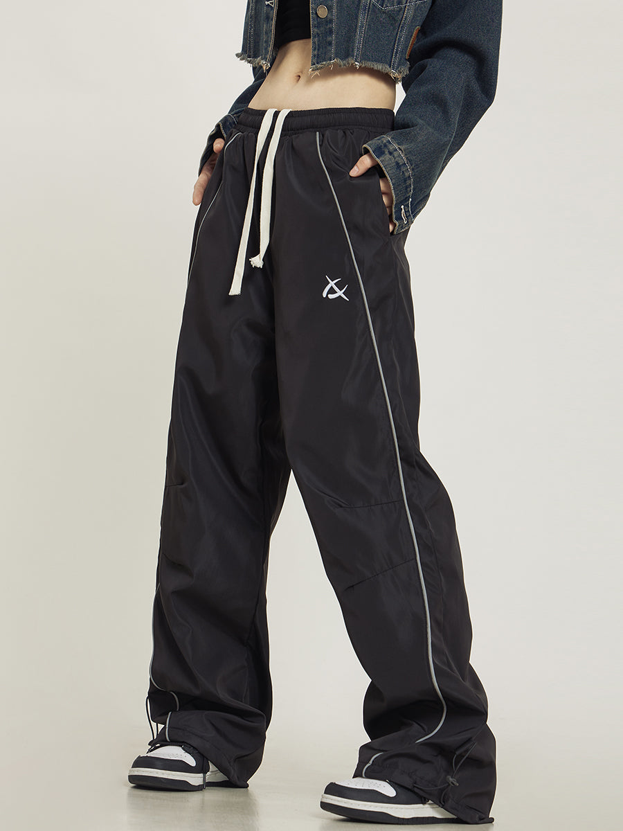 CTB Relaxed Fit Wide-Leg Track Pants