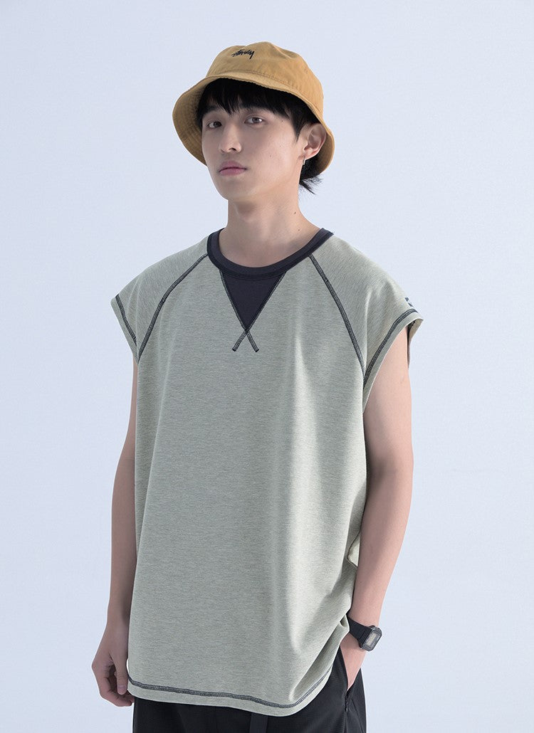 Mentmate Sleeveless Tee with Contrast Stitching