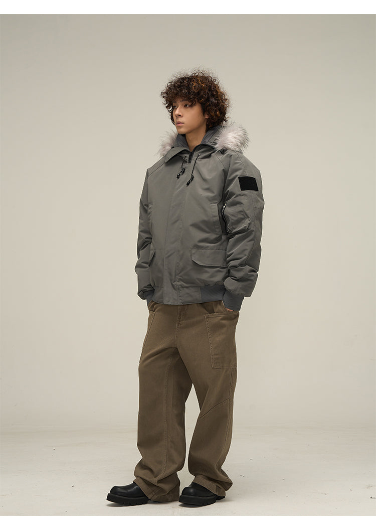 WLNEXT Faux-Fur Trim Parka Coat