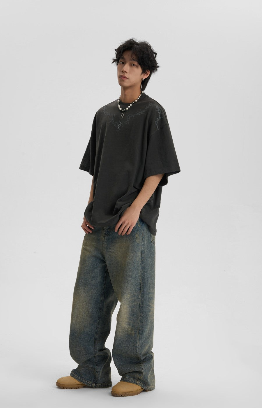 JHYQ Thorn Design Collar T-Shirt