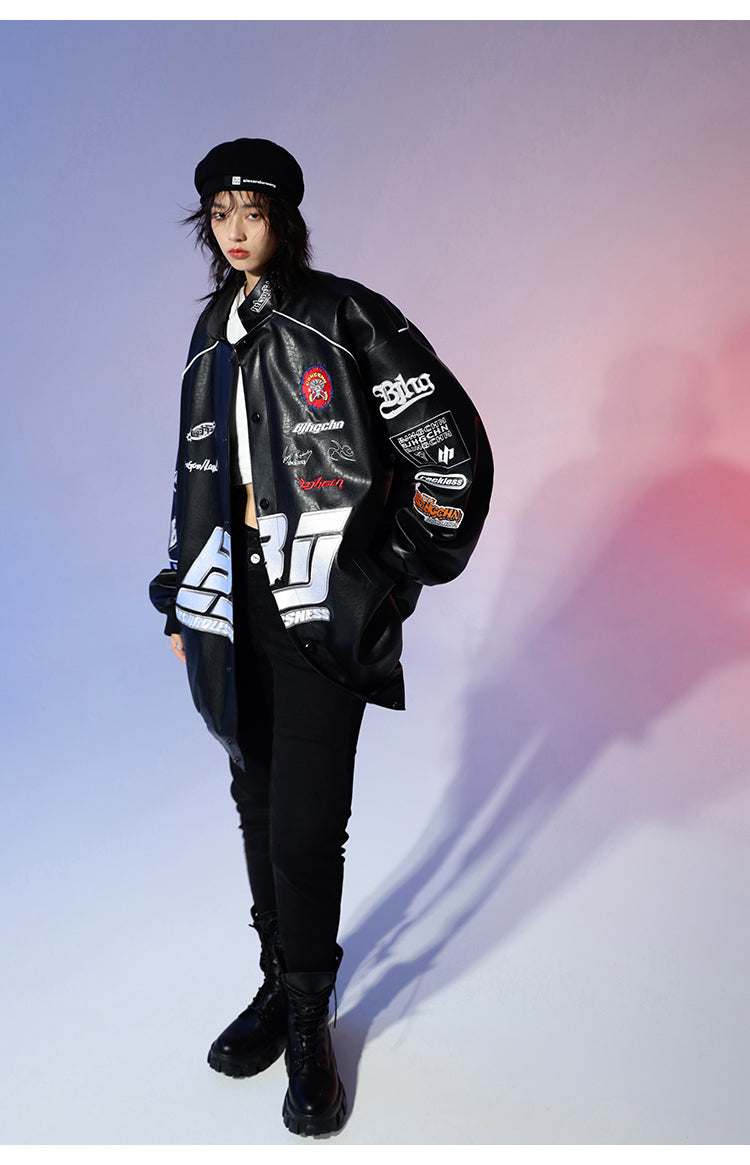 BJHG Distressed Biker Jacket with Patches