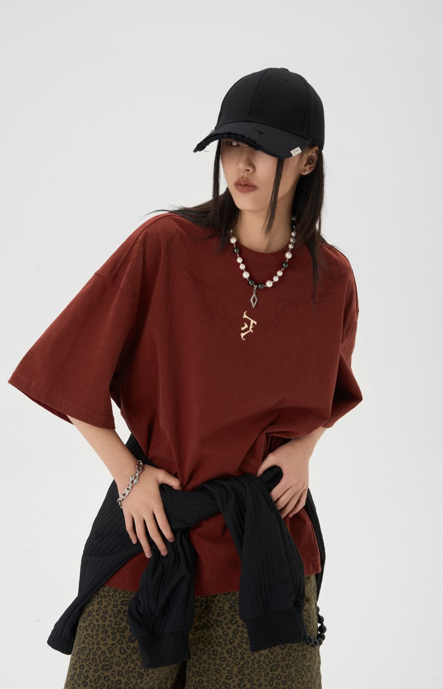 JHYQ Thorn Design Collar T-Shirt