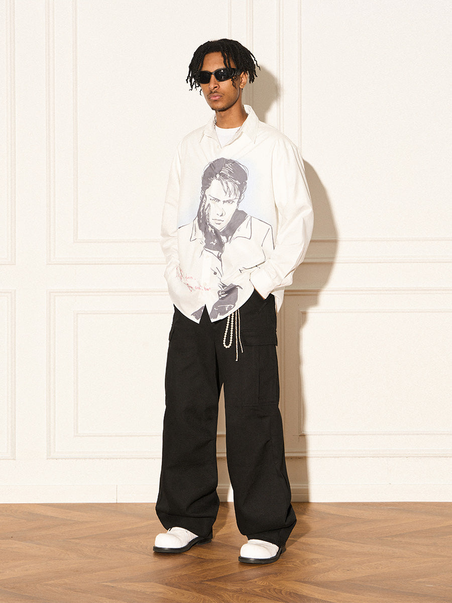 Reverse Irony Long Sleeve Button-Up Portrait Shirt