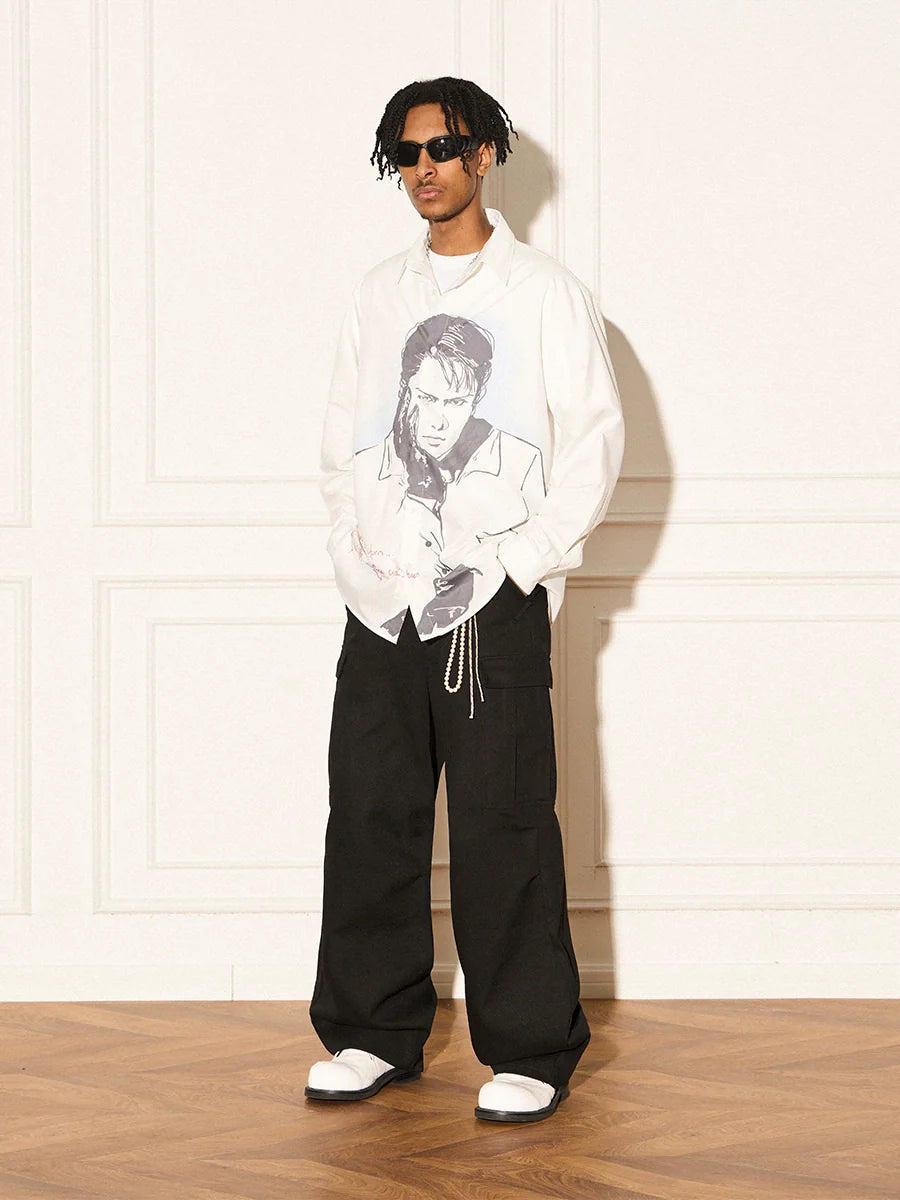 Reverse Irony Long Sleeve Button-Up Portrait Shirt