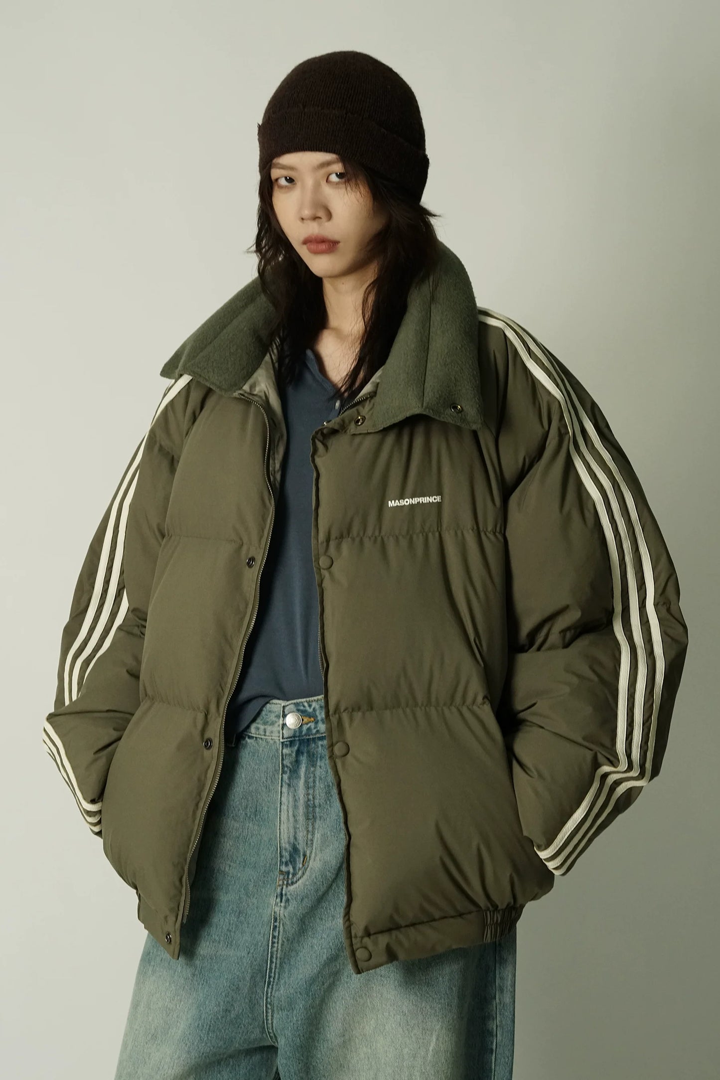 MASONPRINCE Striped Puffer Coat
