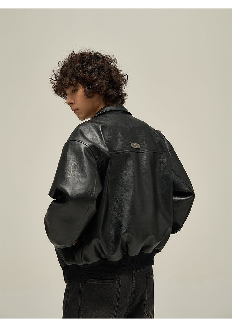 WLNEXT Vintage-Inspired Distressed Faux Leather Jacket