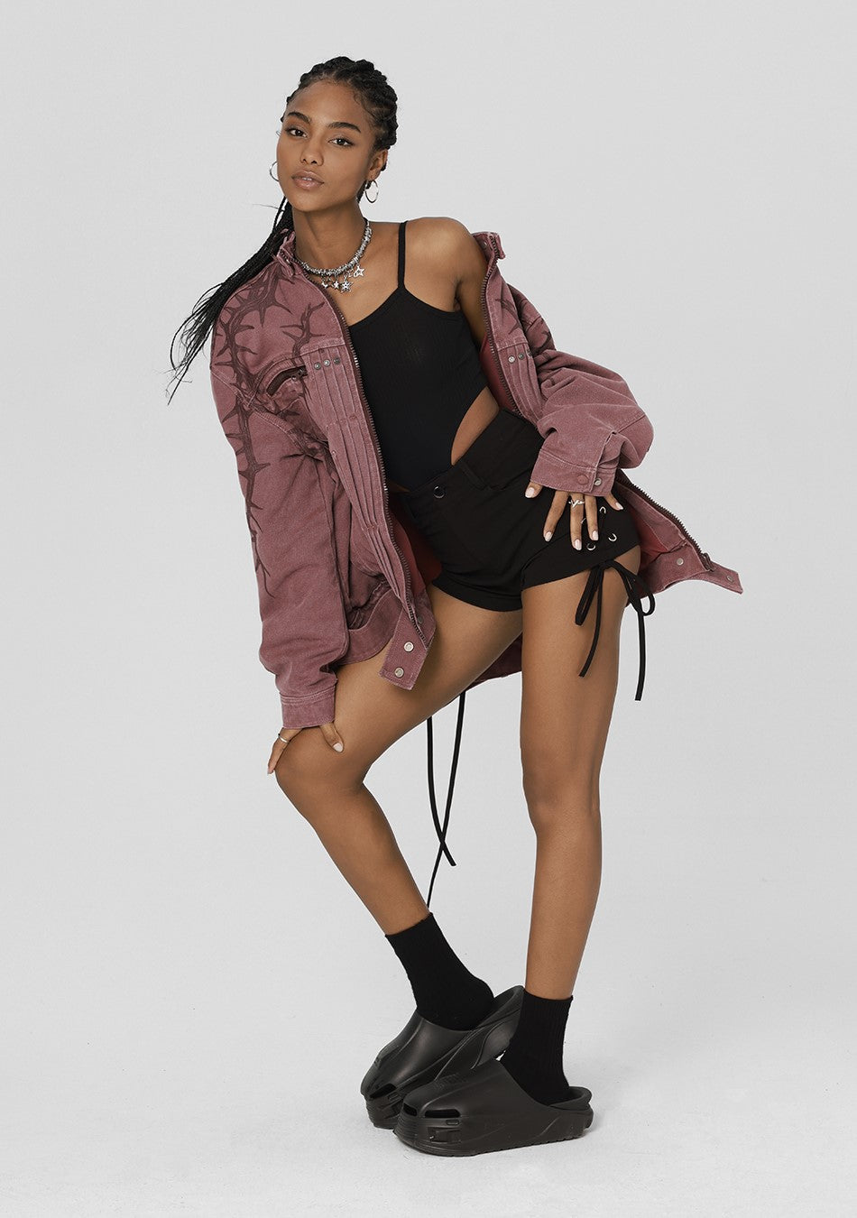 JHYQ Heavyweight Jacket with Embossed Thorn Design