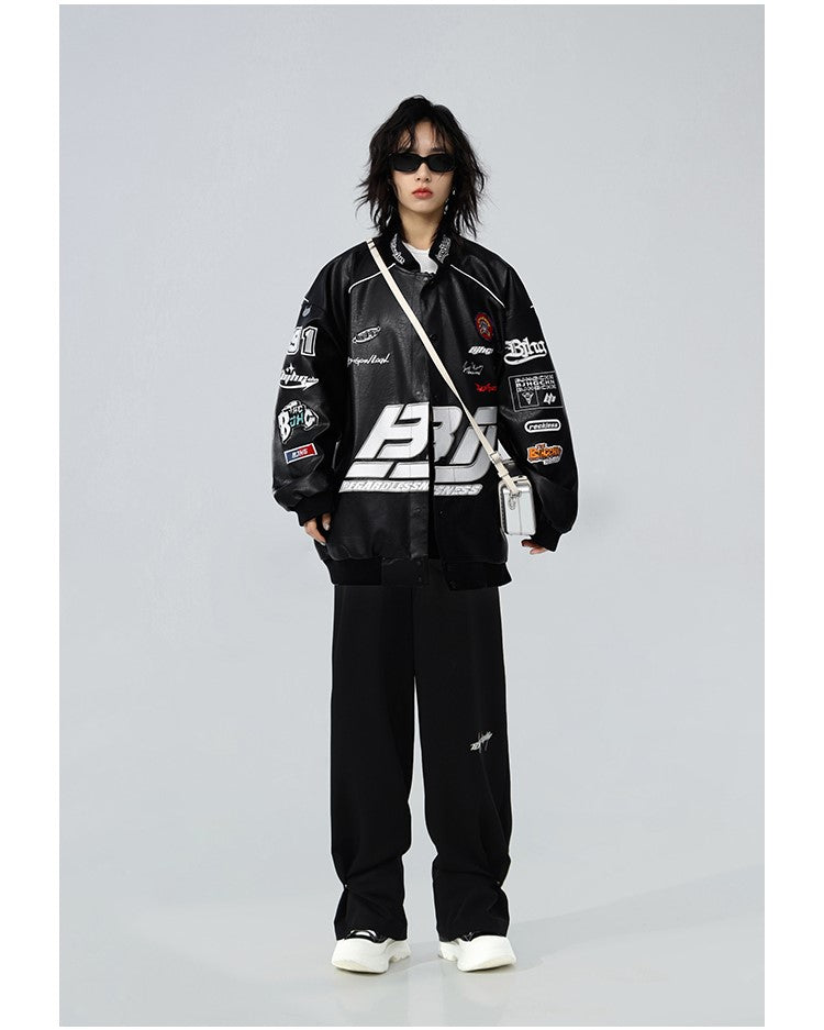 BJHG Distressed Biker Jacket with Patches