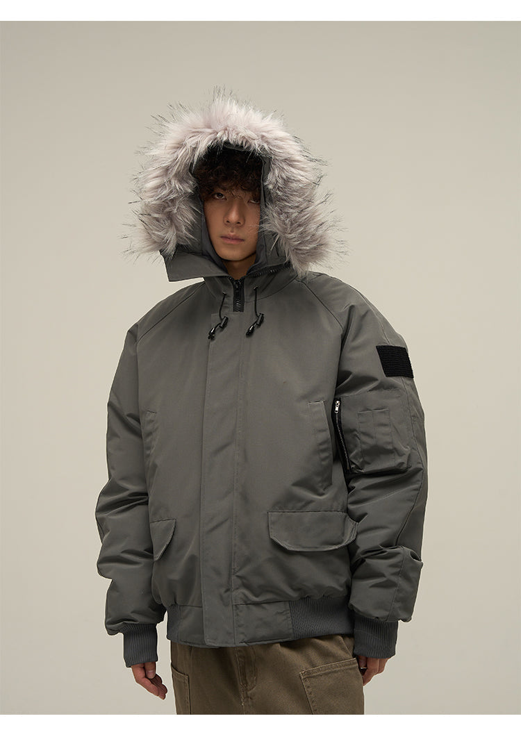 WLNEXT Faux-Fur Trim Parka Coat