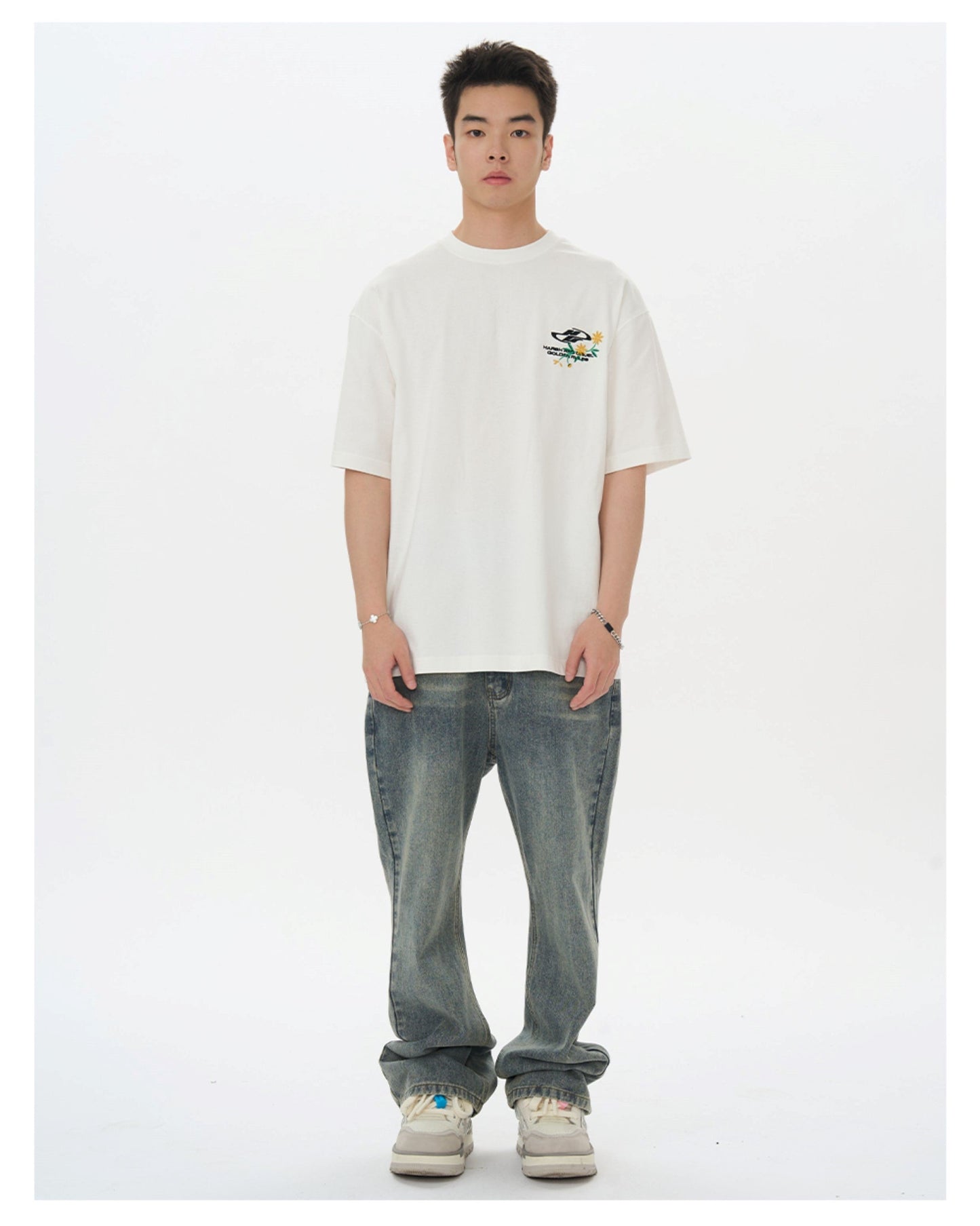 Embroidered Daisies Tee: HARSH & CRUEL