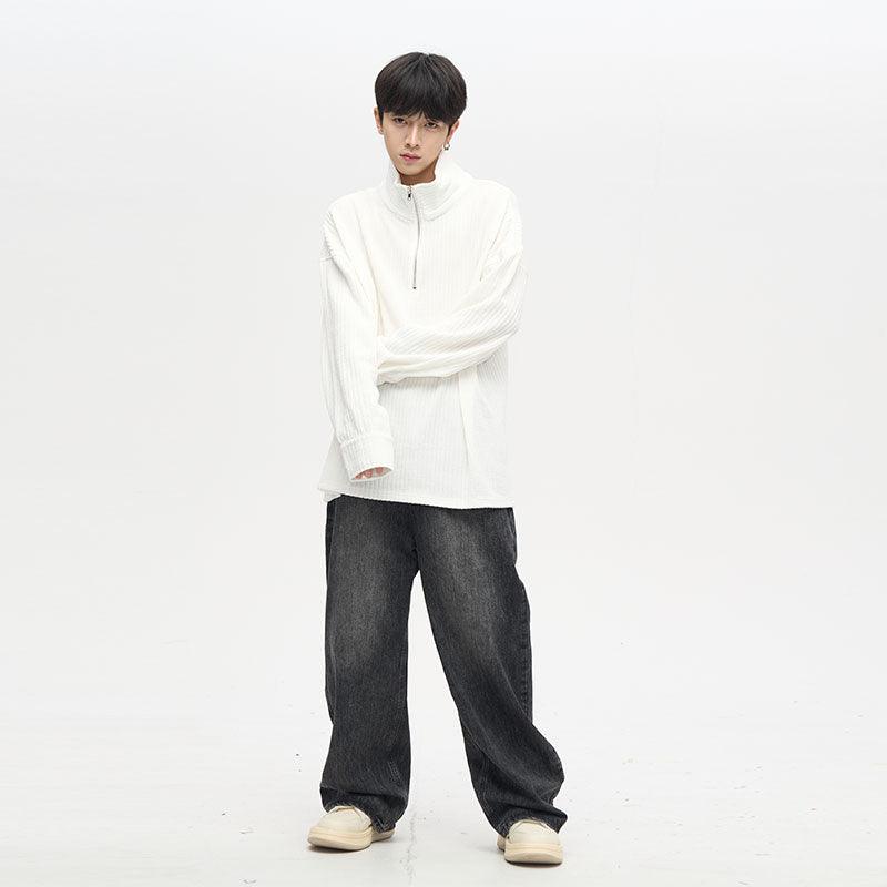 77F7GHT Ribbed Fleece Jacket with Quarter Zip