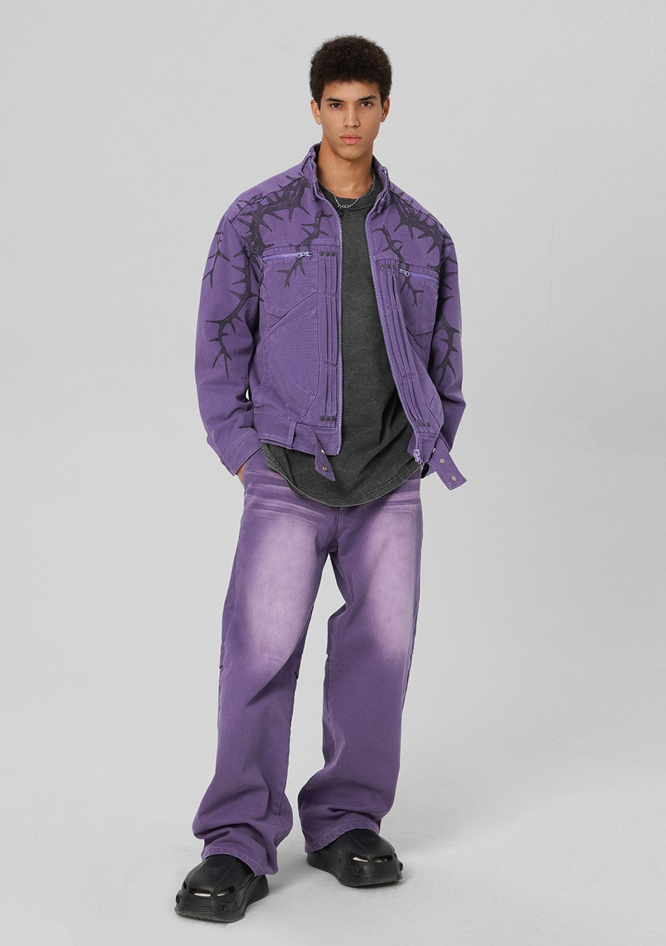 JHYQ Heavyweight Jacket with Embossed Thorn Design