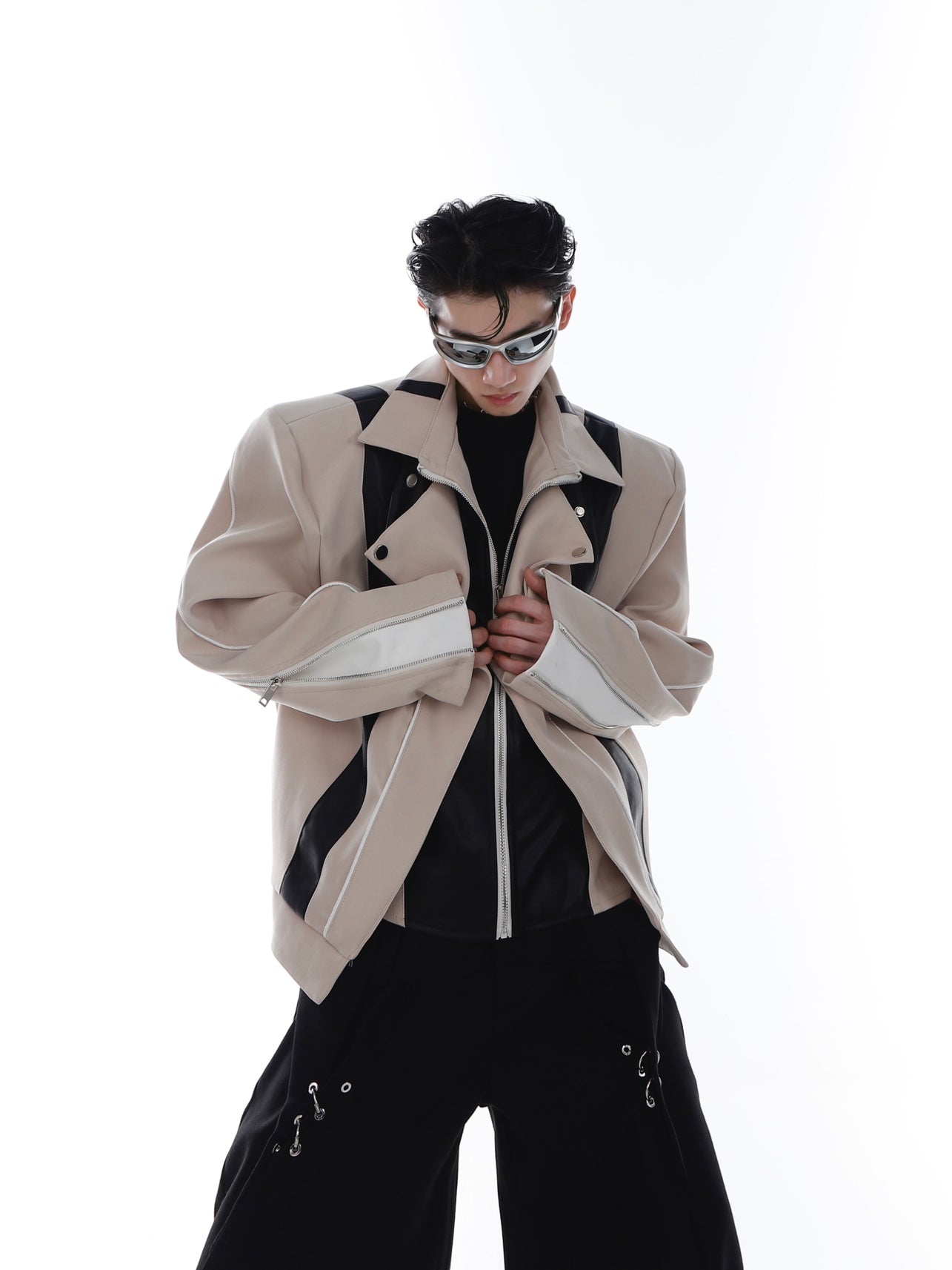 CulturE Contrast-Panel Biker Jacket