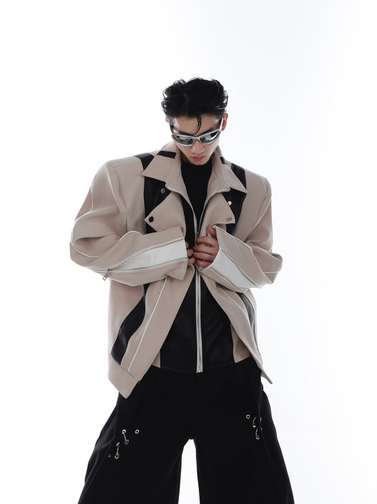 CulturE Contrast-Panel Biker Jacket