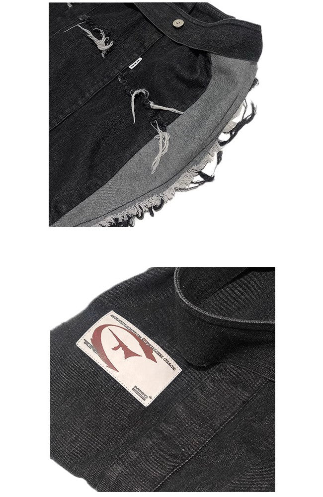 TGNS Distressed Washed Denim Messenger Bag