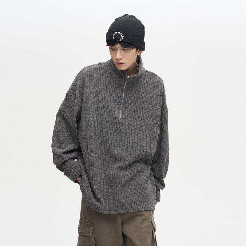 77F7GHT Ribbed Fleece Jacket with Quarter Zip