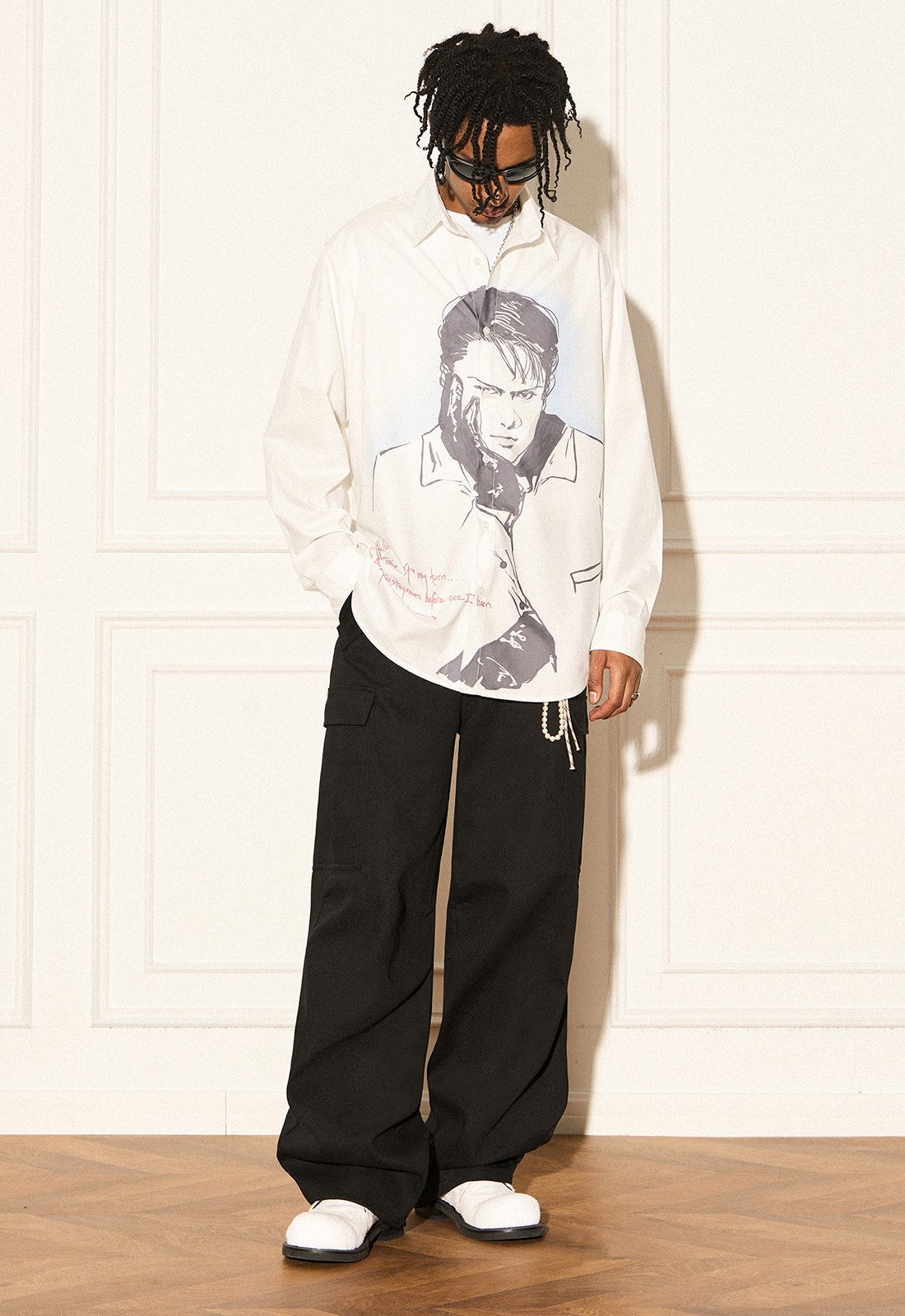 Reverse Irony Long Sleeve Button-Up Portrait Shirt