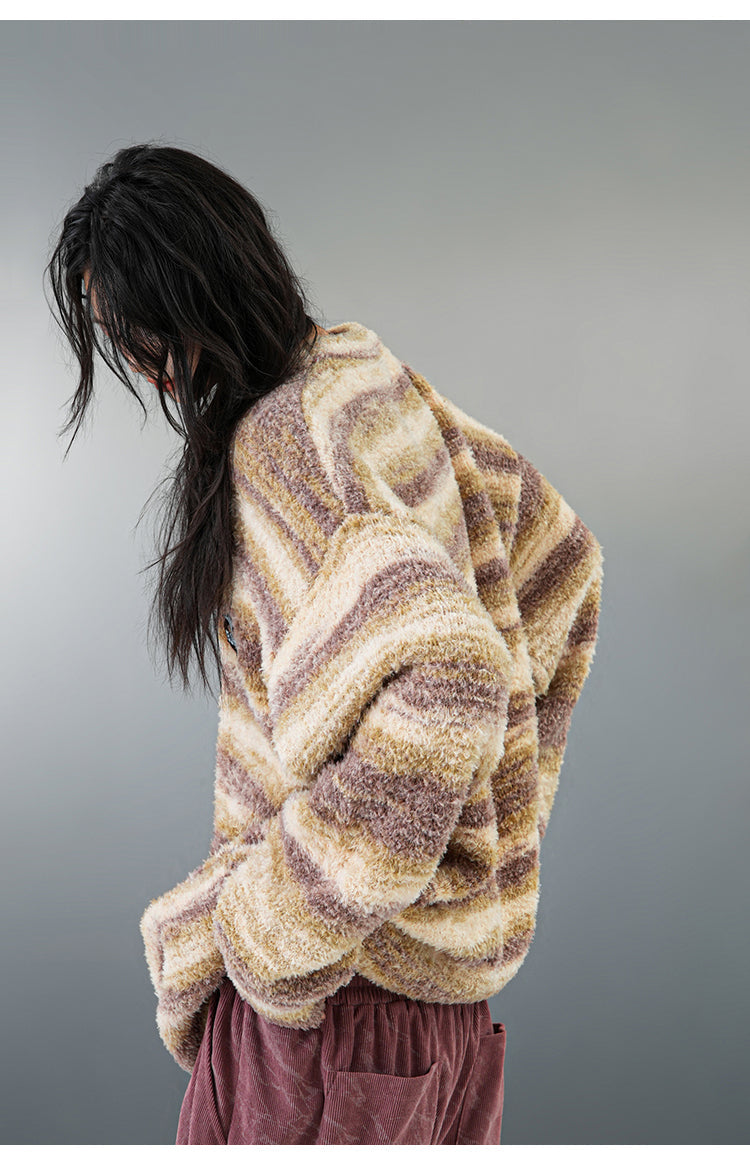 BJHG Striped Sweater with Contrast Paint Design