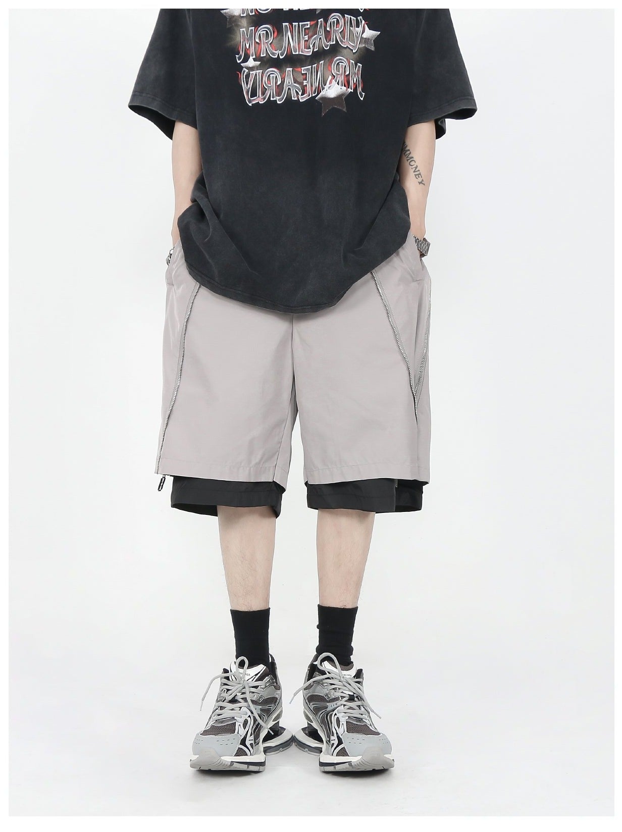MRNEARLY Multi-Layered Zip Shorts