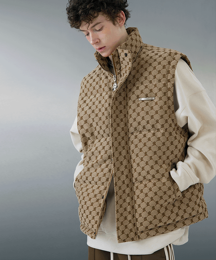 BJHG Monogram Patterned Puffer Vest