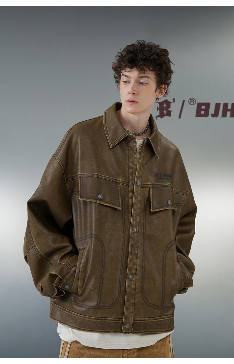 BJHG Classic Retro Motorcycle Jacket