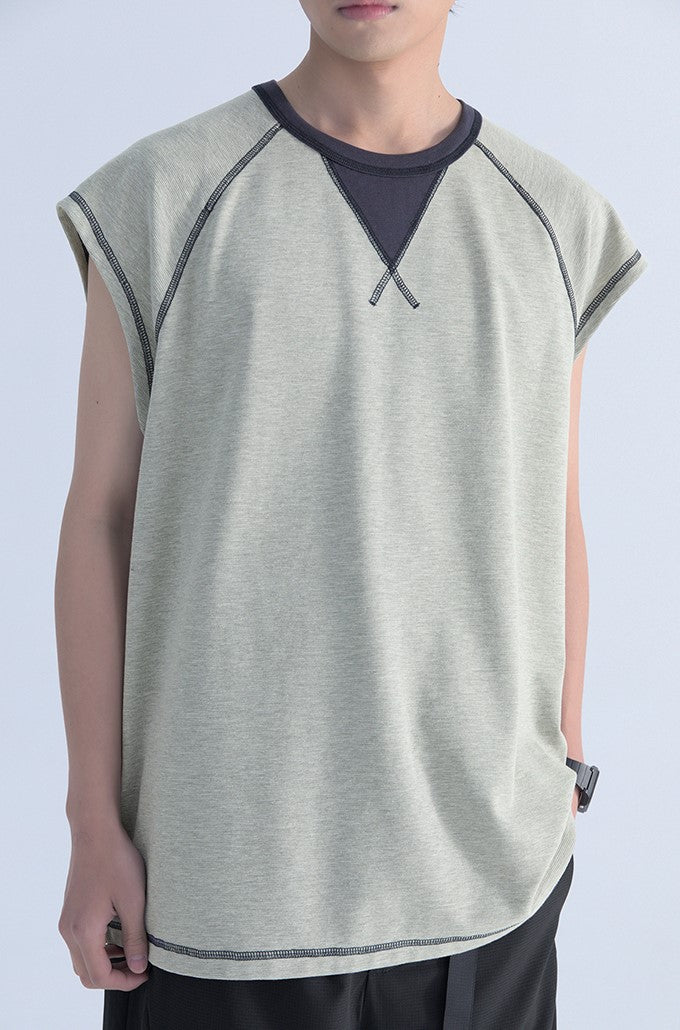 Mentmate Sleeveless Tee with Contrast Stitching