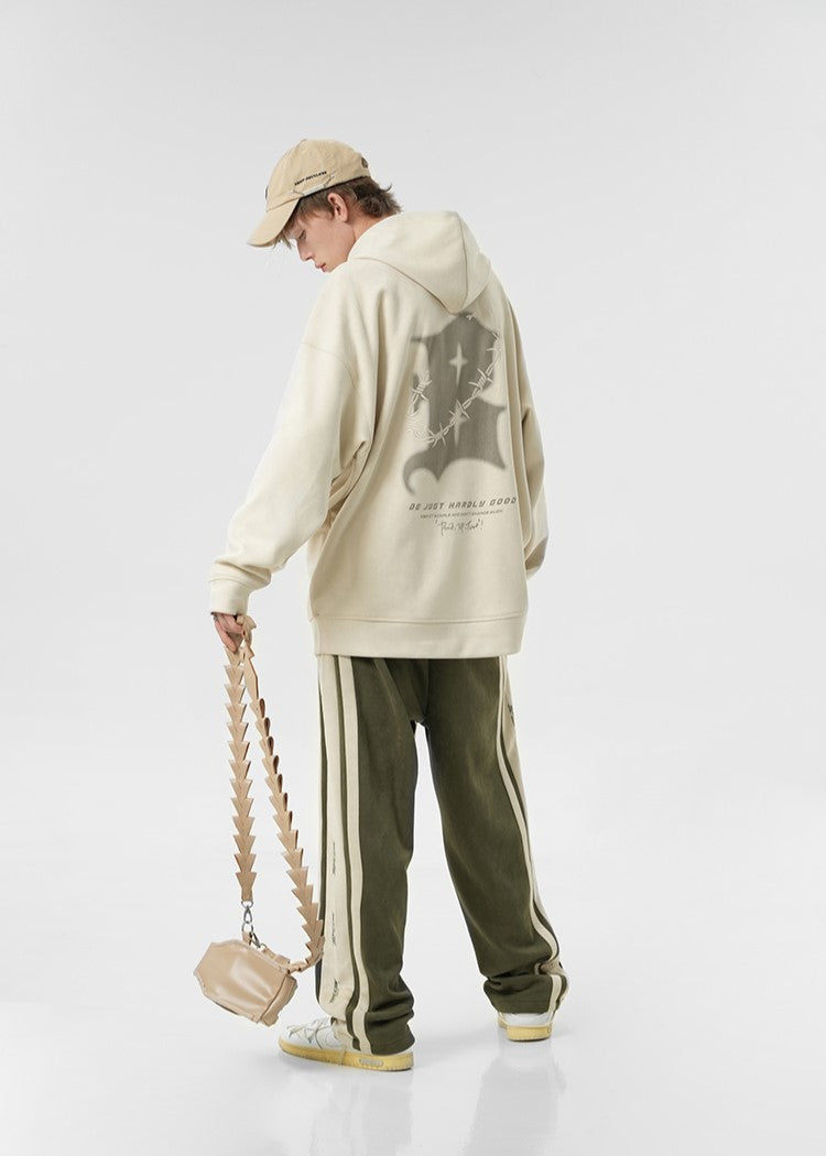 BJHG Suede Hoodie with Embroidered Thorn Design