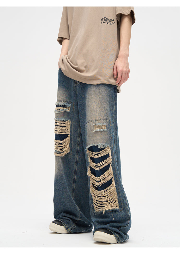 WLNEXT Distressed Patchwork Jeans