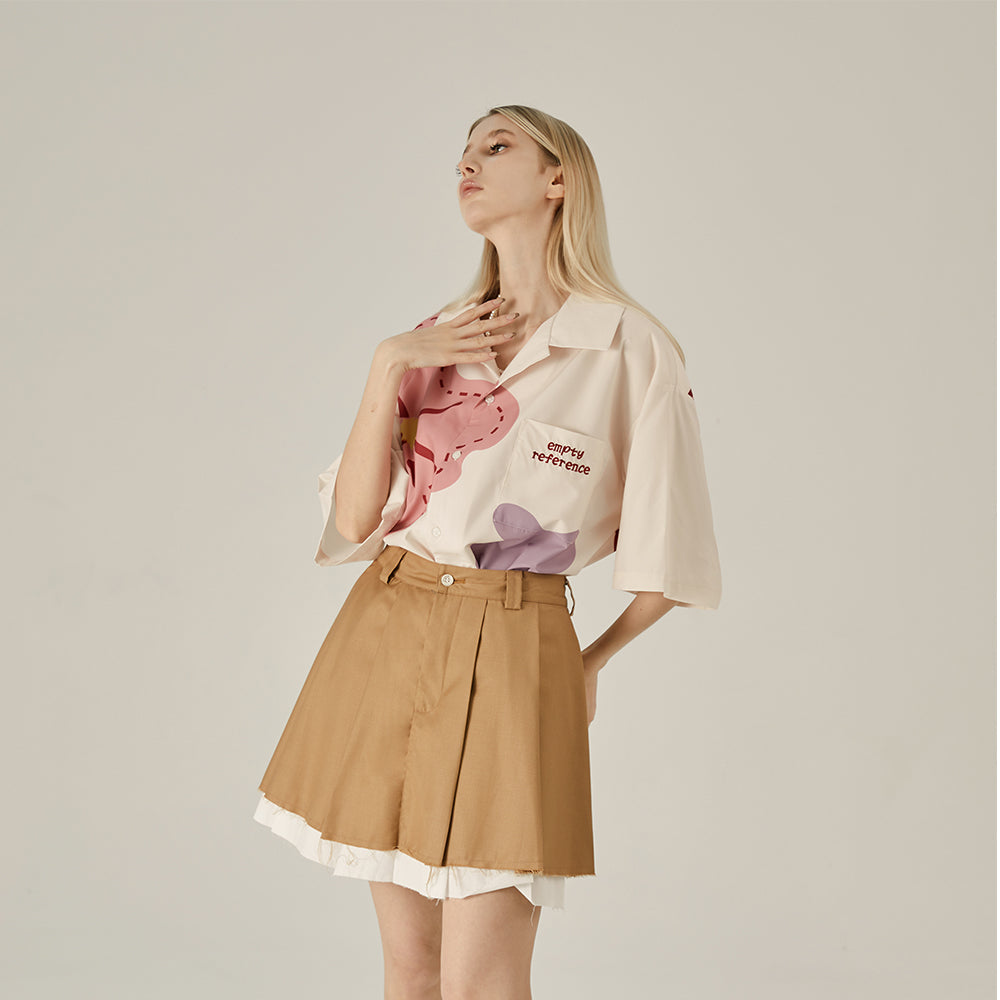 Loose Floral Print Button-Up Shirt - EMPTY REFERENCE