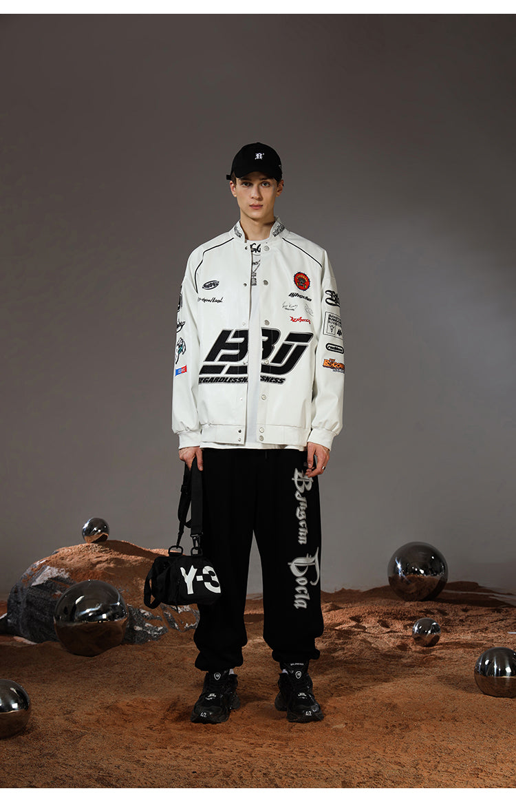 BJHG Distressed Biker Jacket with Patches