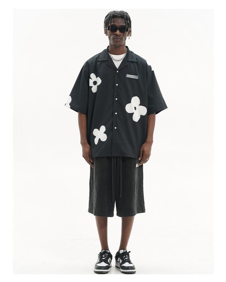 Bold and Edgy Solitary Flower Button-Up