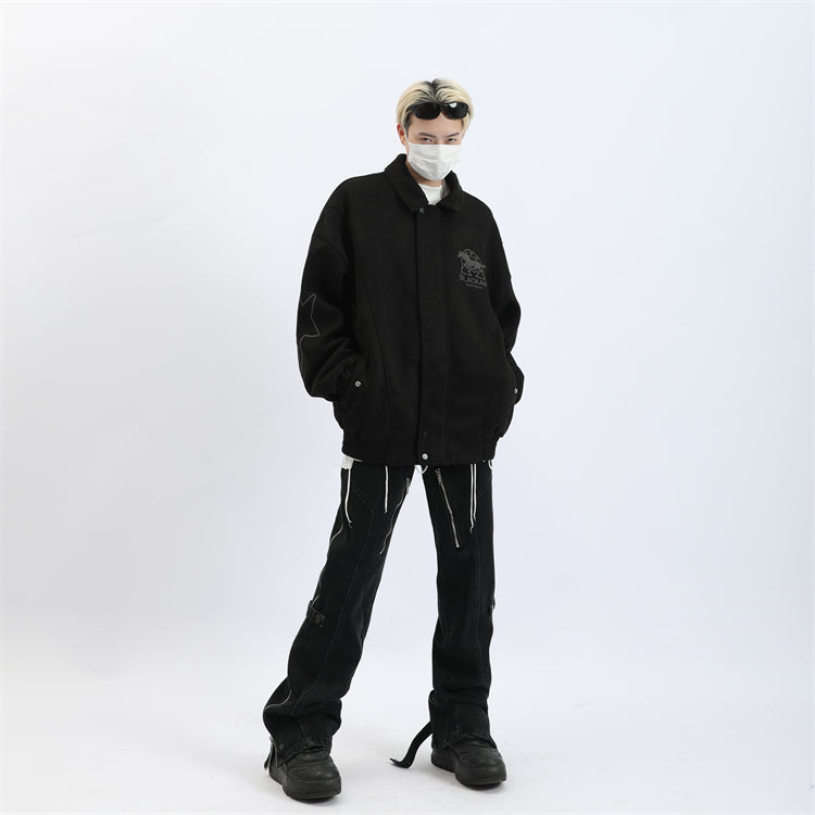 MaxDstr Dual-Slit Zipper Trousers