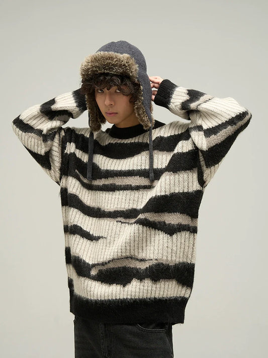 WLNEXT Two-Tone Striped Sweater