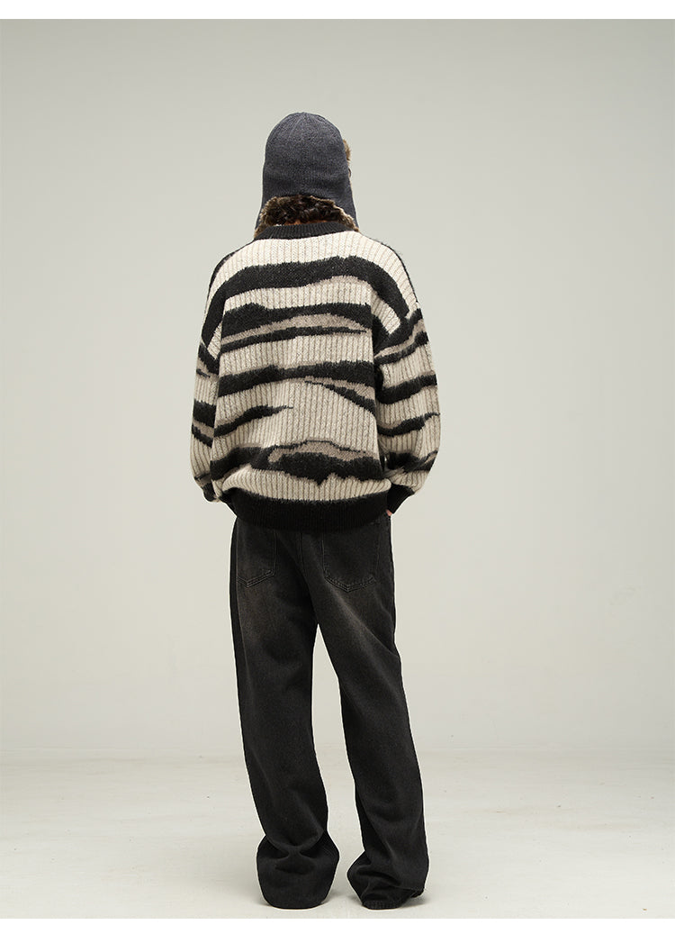 WLNEXT Two-Tone Striped Sweater