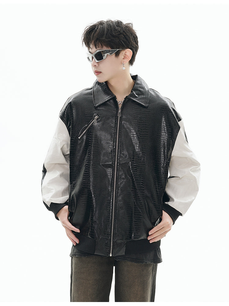 GCINIM Dual-Color Faux Leather Jacket