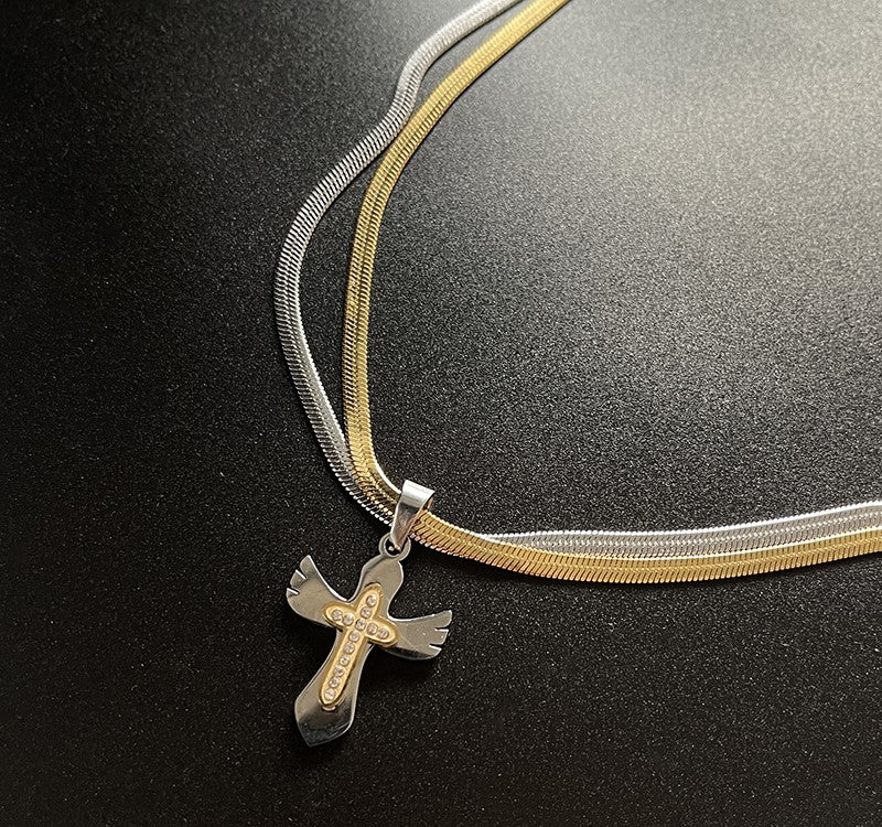 HEIMA Dual-Color Cross Necklace