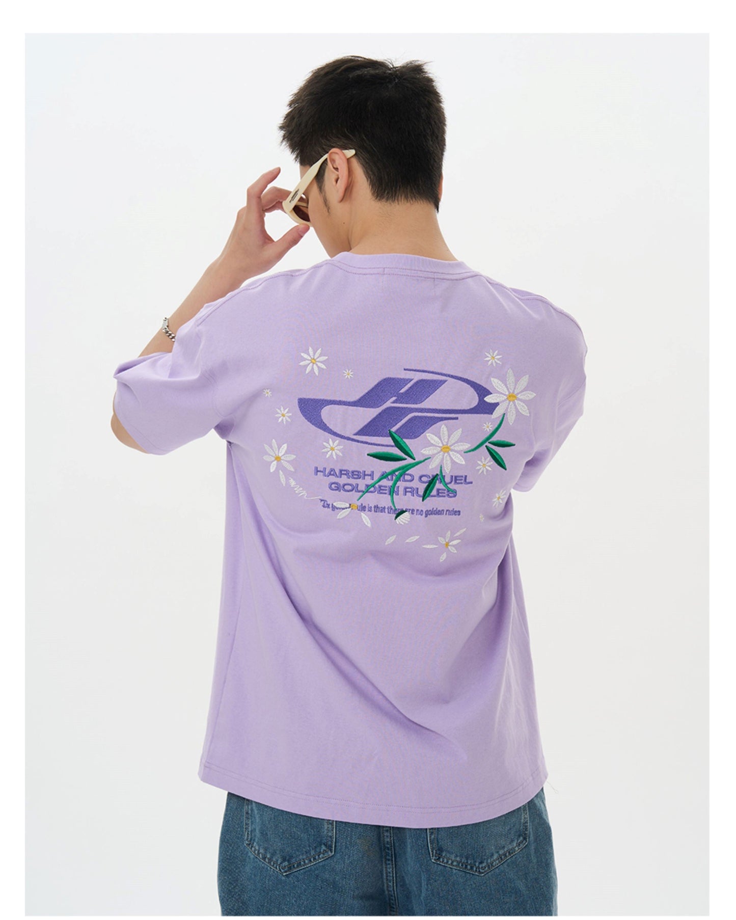 Embroidered Daisies Tee: HARSH & CRUEL