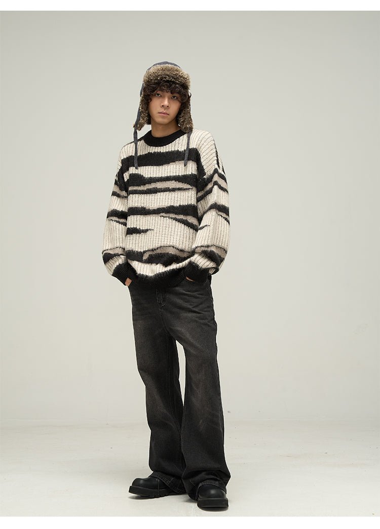 WLNEXT Two-Tone Striped Sweater