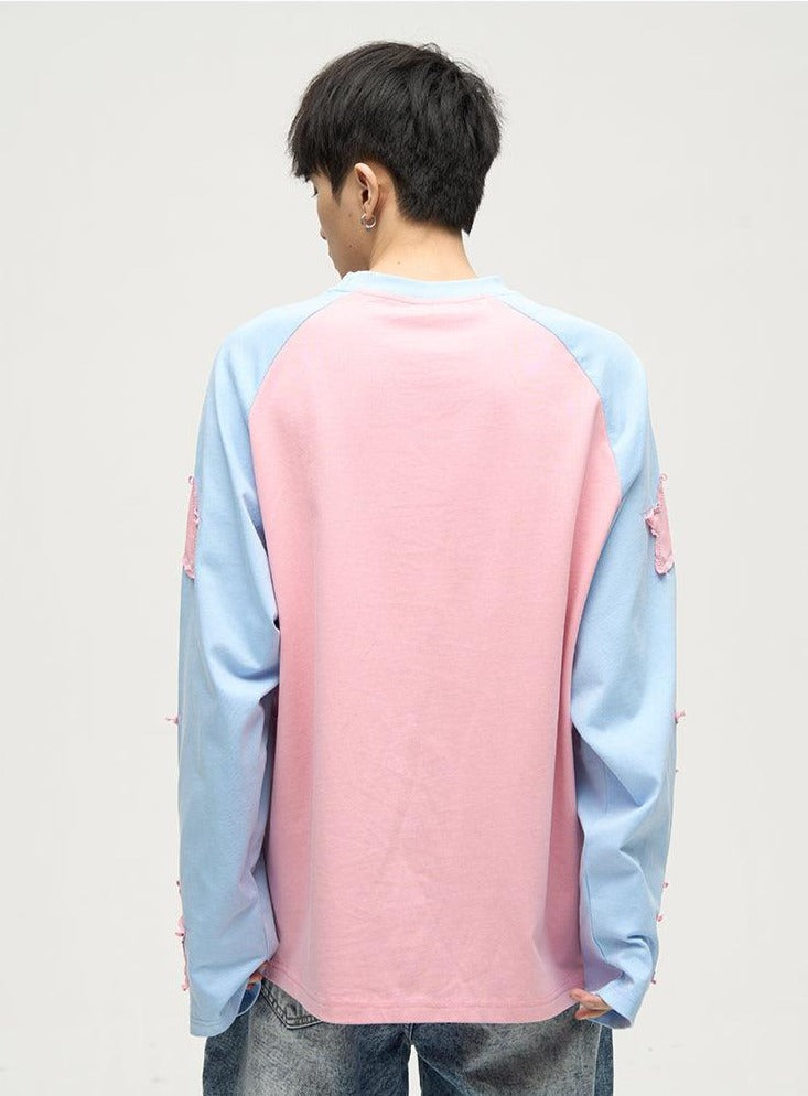 WLNEXT Colorful Patchwork Long Sleeve Shirt