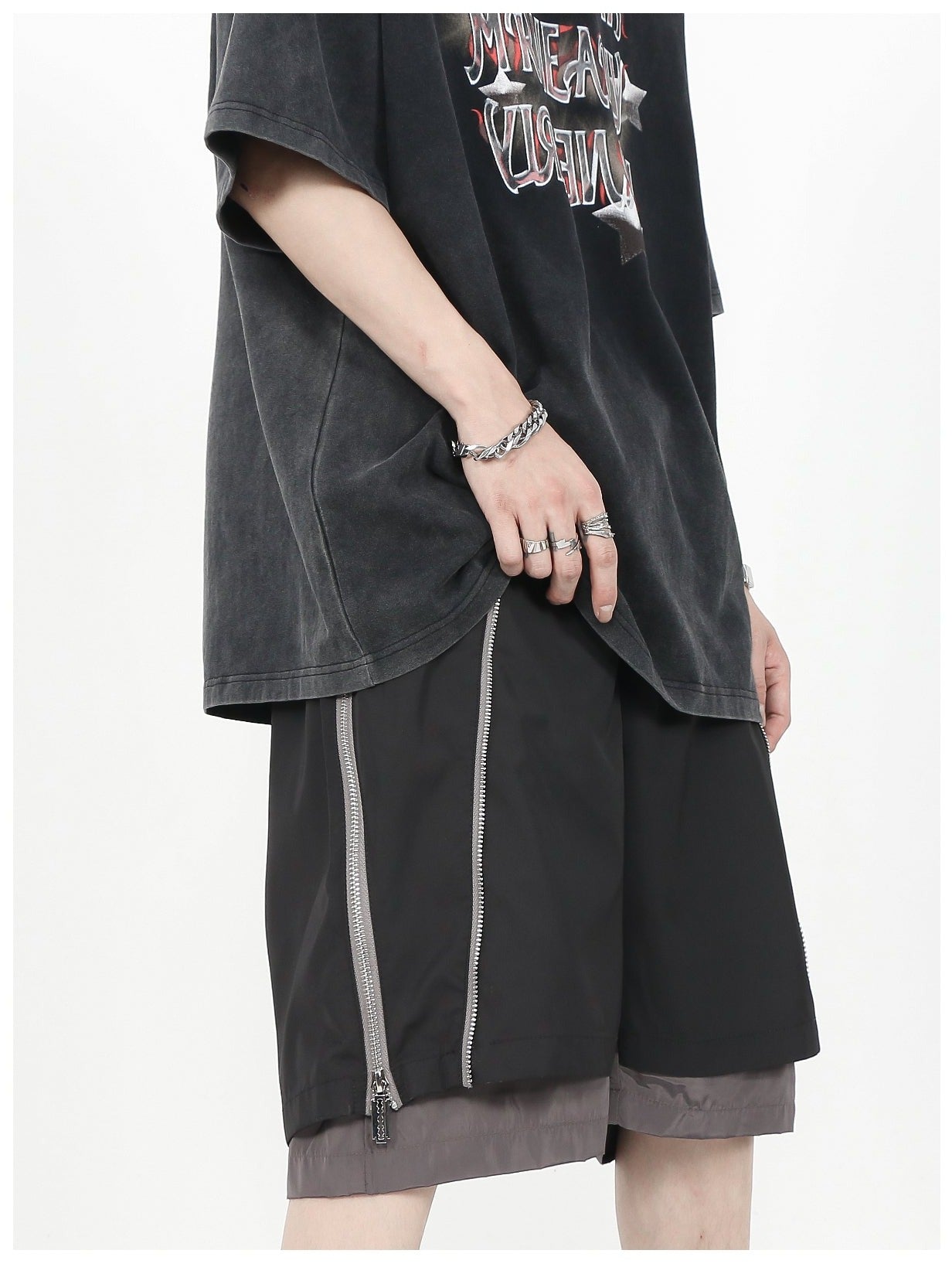MRNEARLY Multi-Layered Zip Shorts