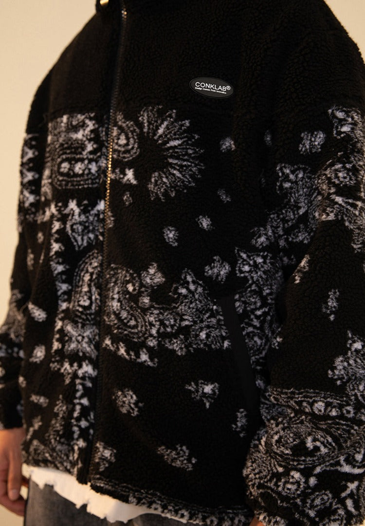 CONKLAB Fleece Jacket with Bandana Print