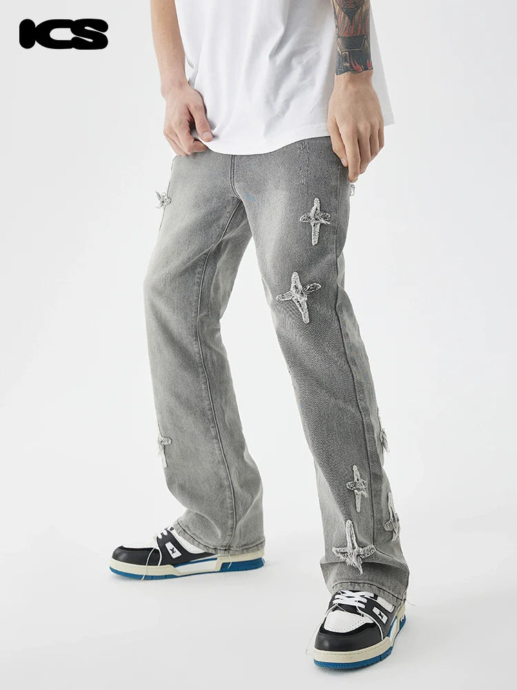 ICONSLAB Distressed Spike Denim Jeans