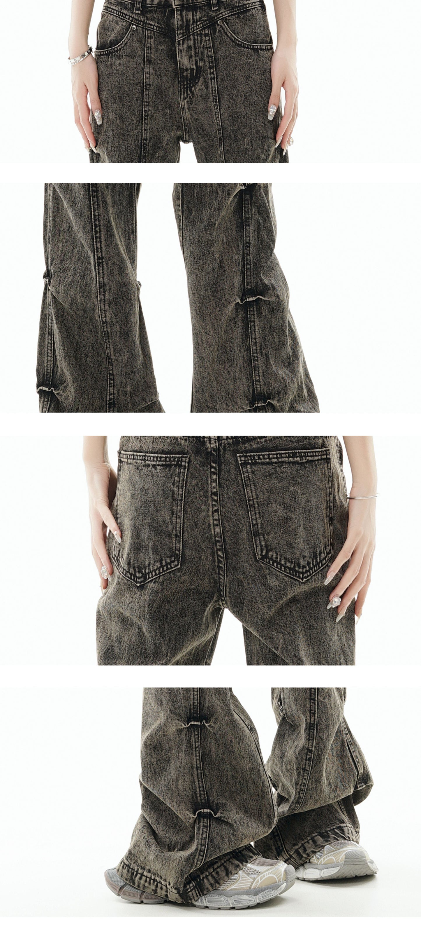 GCINIM Acid Wash Panel Jeans