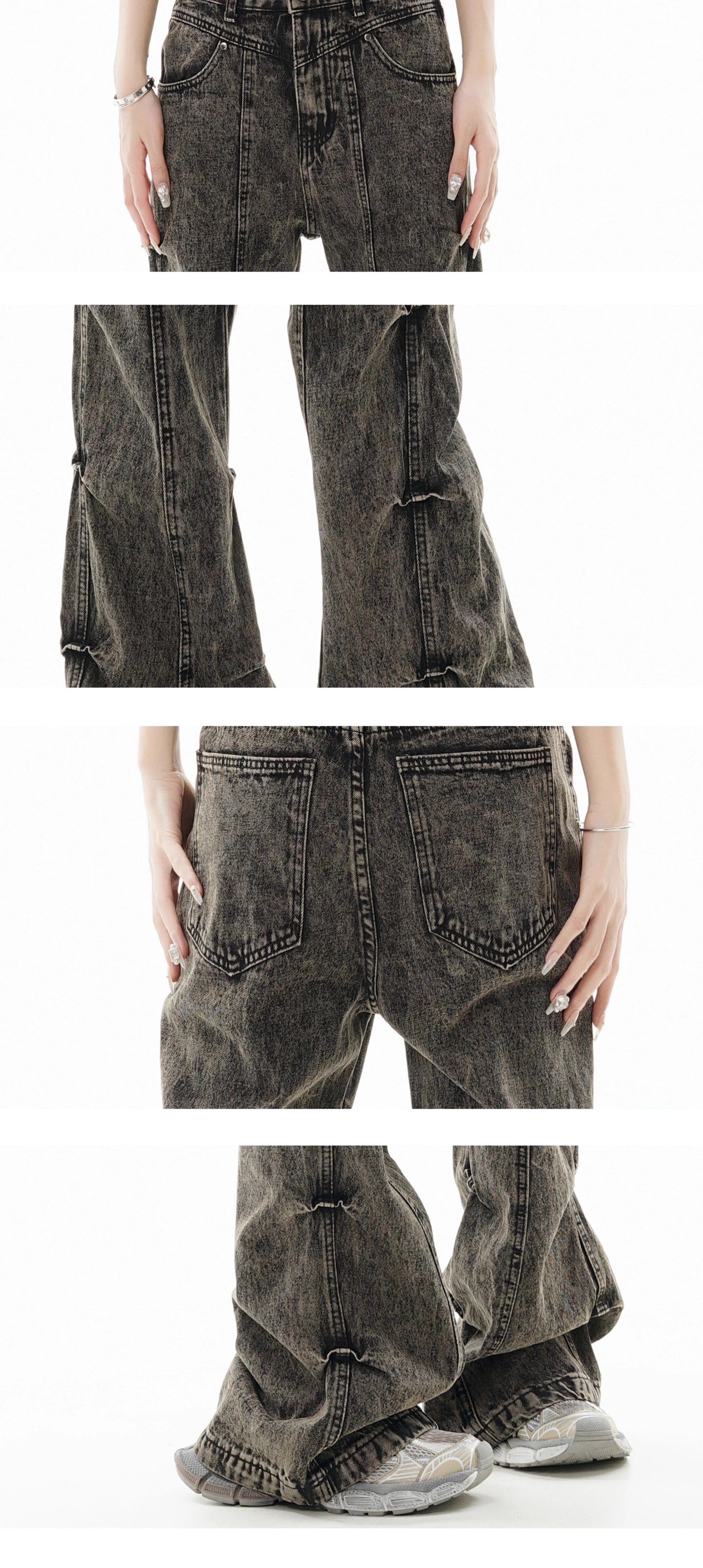 GCINIM Acid Wash Panel Jeans